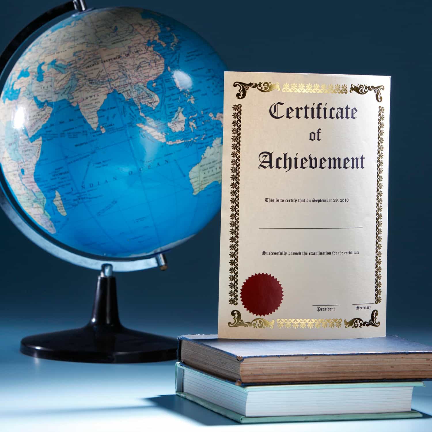 Certificate of Achievement with Globe